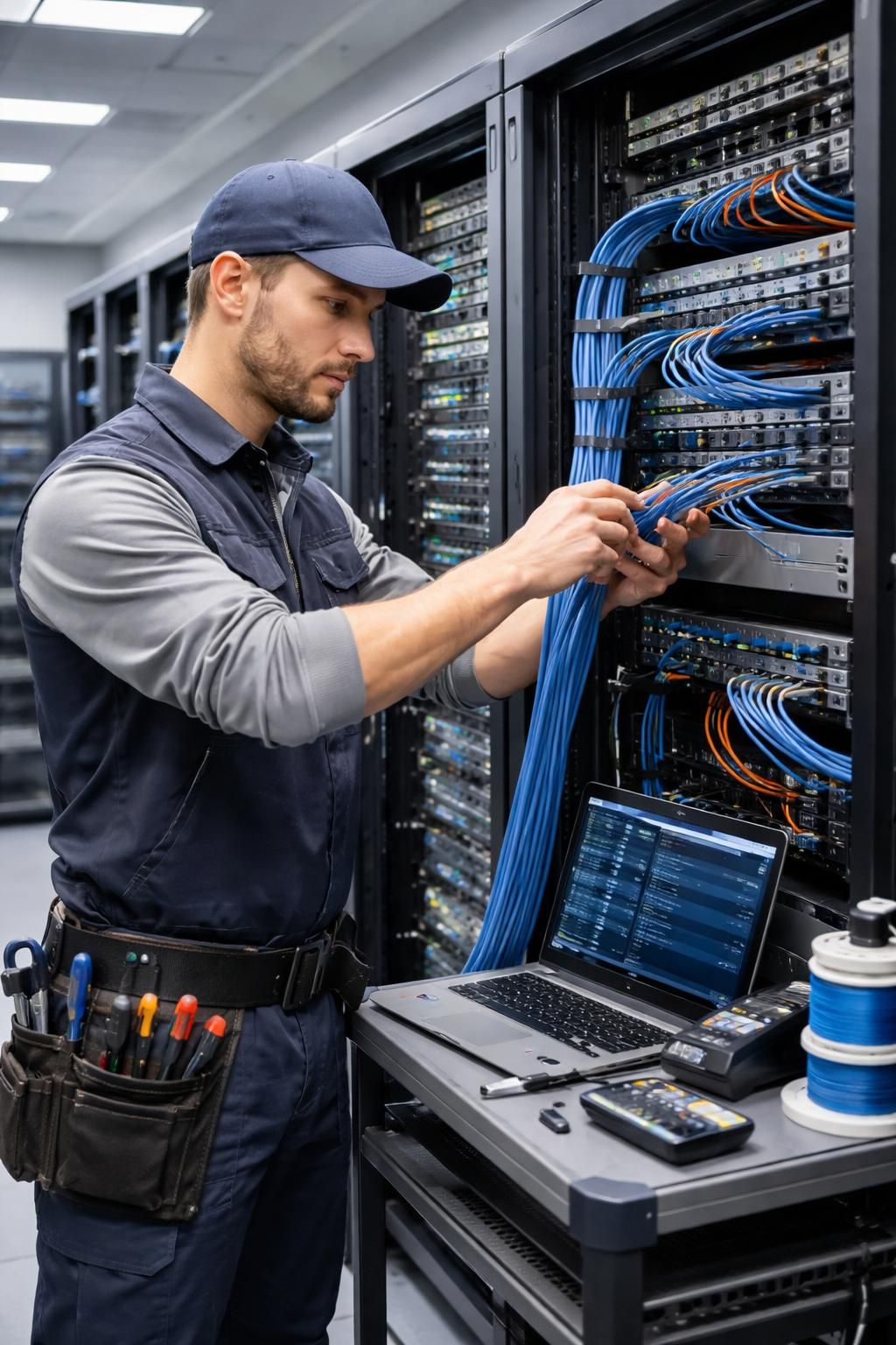 optimisez l'aménagement de votre bureau informatique grâce à des artisans électriciens experts pour un câblage professionnel, fiable et sûr.